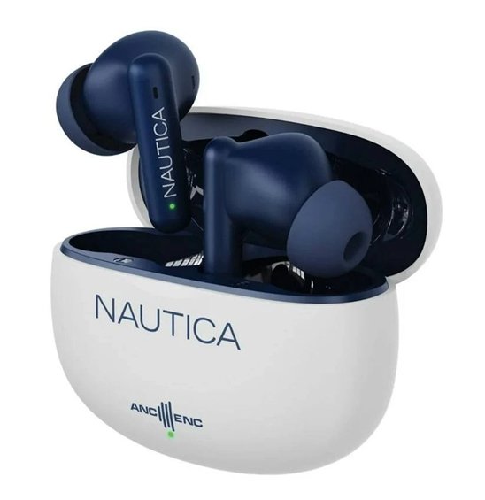 NAUTICA HYBRID NOISE CANCELLING ANCENC WIRELESS STEREO EARBUDS WITH CHARGING CASE T680 WHITE-N,WHI