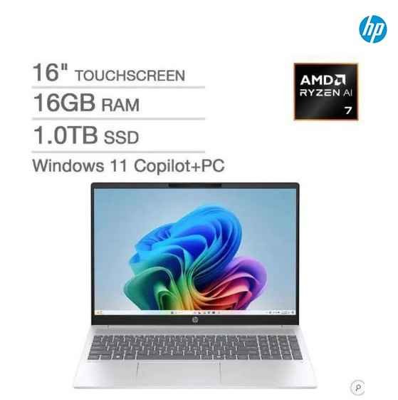 HP OMNIBOOK 5 16-AG1173,16" TOUCH,RYZEN AI 7 350,16GB,1TB SSD,WIN11,GLACI,FACTORY REFURBISHED