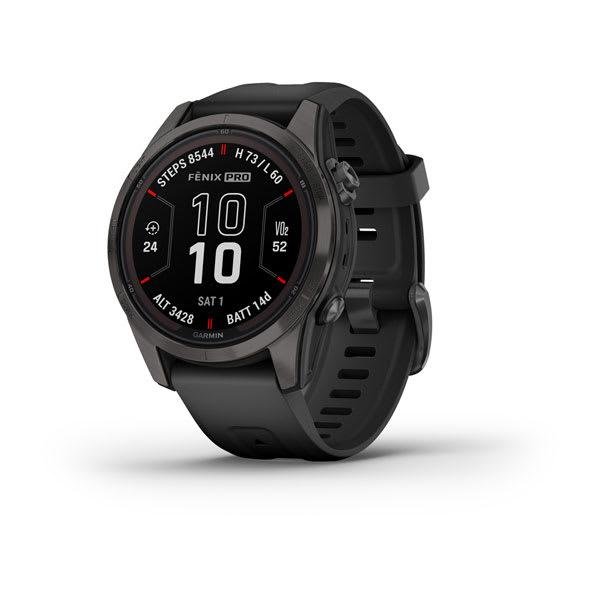 fenix 7S Pro Saph Solar, Carbon Gray Ti w/Black Band, NA
