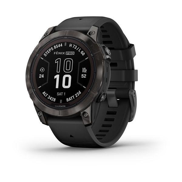 fenix 7 Pro Saph Solar, Crbn Gry DLC Ti w/Black Band, NA