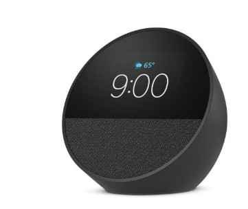 AMAZON  ECHO SPOT (2024 RELEASE) SMART ALARM CLOCK W/ VIBRANT SOUND & ALEXA (BLACK), BLACK, DB