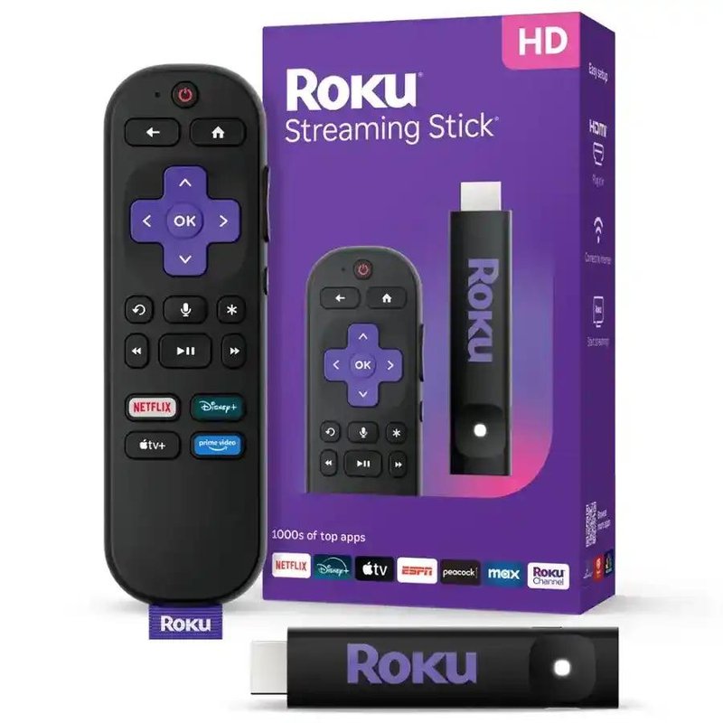 ROKU STREAMING STICK 2025,HD STREAMING MEDIA PLAYER FOR TV,VOICE REMOTE,DAMAGE BOX,BLA,DAMAGED BOX