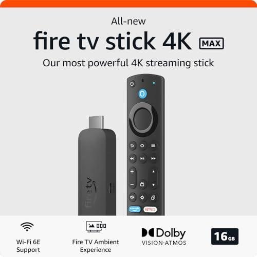 AMAZON FIRE TV STICK 4K MAX STREAMING DEVICE,SUPPORTS WI-FI 6E,AMBIENT EXPERIENCE,FREE,DAMAGED BOX